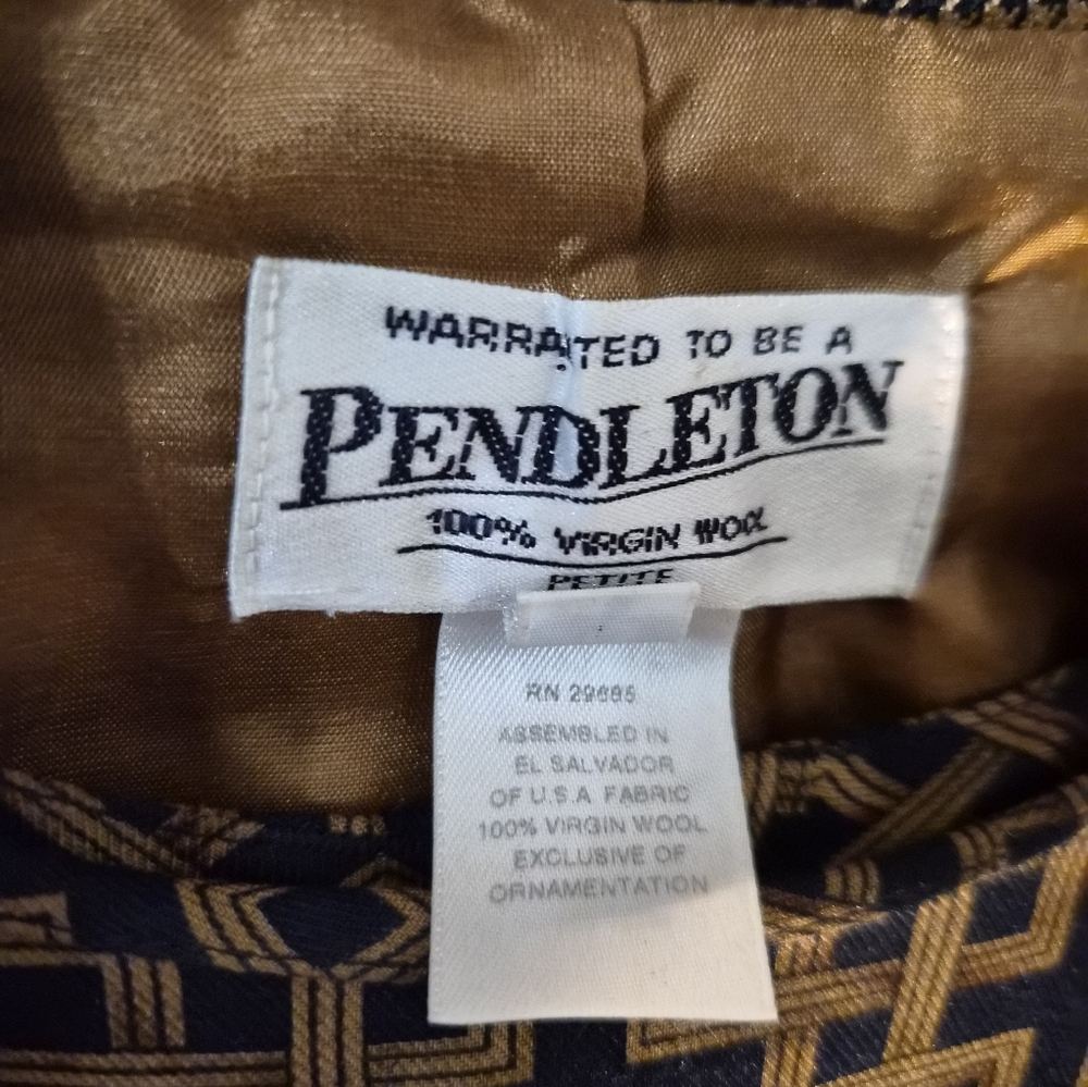 Pendleton Tan Checkered Houndstooth 100%Wool Woma… - image 5